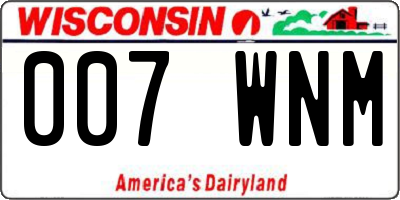 WI license plate 007WNM