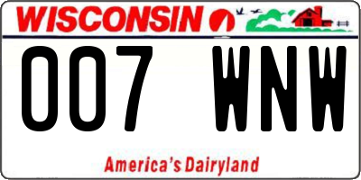 WI license plate 007WNW