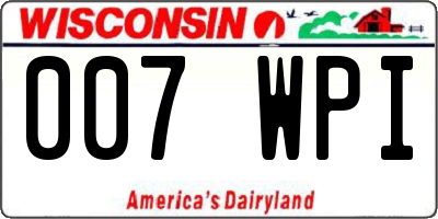 WI license plate 007WPI