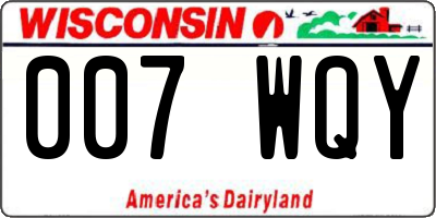 WI license plate 007WQY