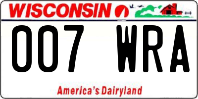 WI license plate 007WRA