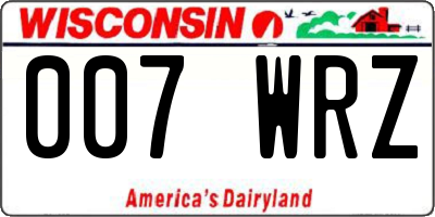 WI license plate 007WRZ
