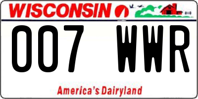 WI license plate 007WWR