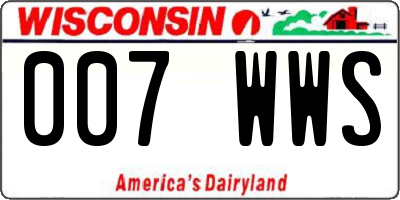 WI license plate 007WWS