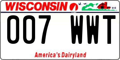 WI license plate 007WWT