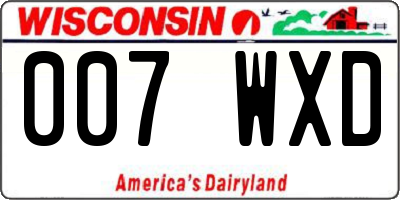 WI license plate 007WXD
