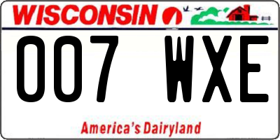 WI license plate 007WXE