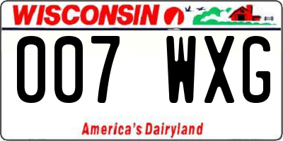 WI license plate 007WXG