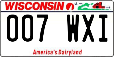 WI license plate 007WXI