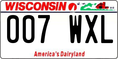 WI license plate 007WXL