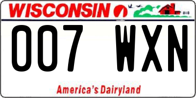 WI license plate 007WXN