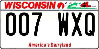 WI license plate 007WXQ