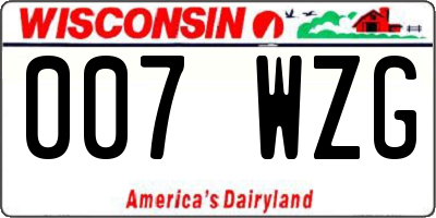 WI license plate 007WZG