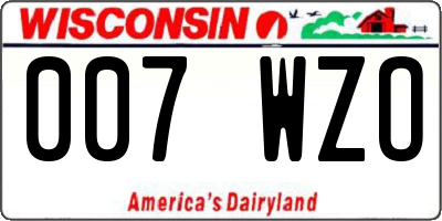 WI license plate 007WZO