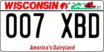 WI license plate 007XBD