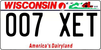 WI license plate 007XET