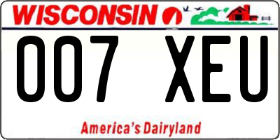 WI license plate 007XEU