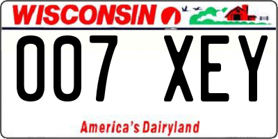 WI license plate 007XEY