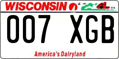 WI license plate 007XGB