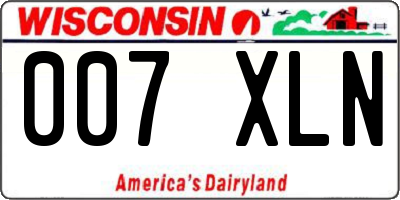 WI license plate 007XLN