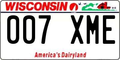 WI license plate 007XME