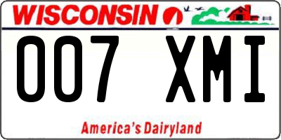 WI license plate 007XMI