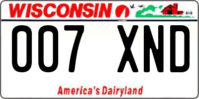 WI license plate 007XND