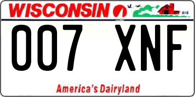 WI license plate 007XNF