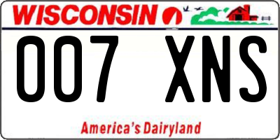 WI license plate 007XNS