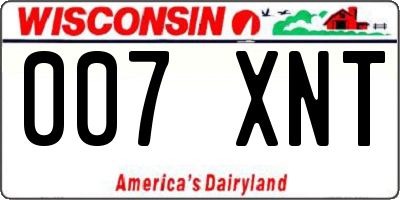 WI license plate 007XNT