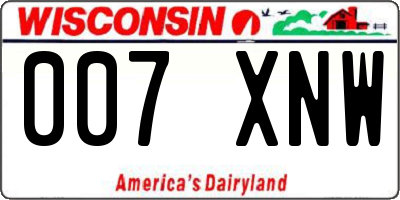 WI license plate 007XNW