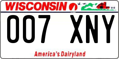 WI license plate 007XNY