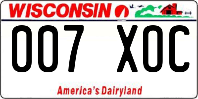 WI license plate 007XOC