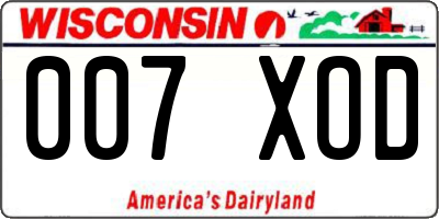 WI license plate 007XOD