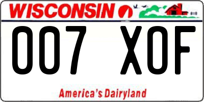 WI license plate 007XOF