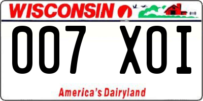 WI license plate 007XOI