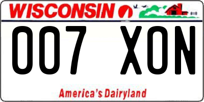 WI license plate 007XON