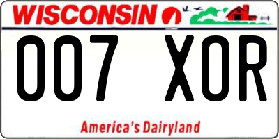 WI license plate 007XOR