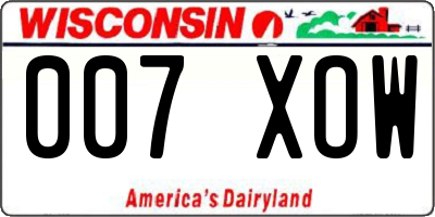 WI license plate 007XOW