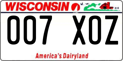 WI license plate 007XOZ