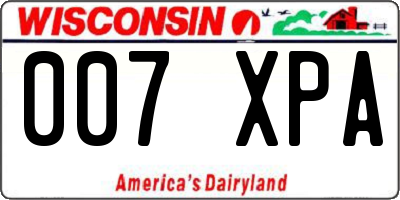 WI license plate 007XPA