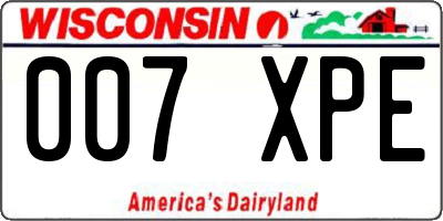WI license plate 007XPE