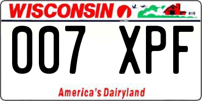 WI license plate 007XPF