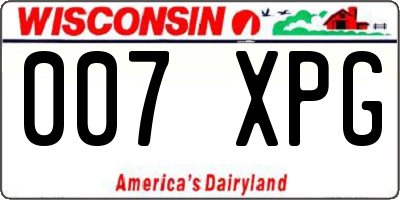 WI license plate 007XPG