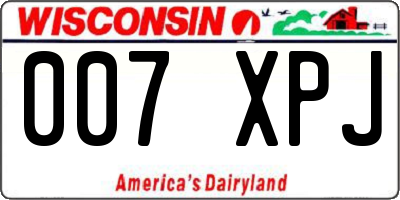 WI license plate 007XPJ