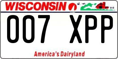 WI license plate 007XPP