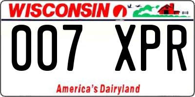 WI license plate 007XPR