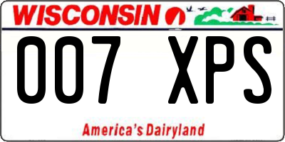 WI license plate 007XPS