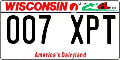 WI license plate 007XPT