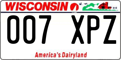 WI license plate 007XPZ